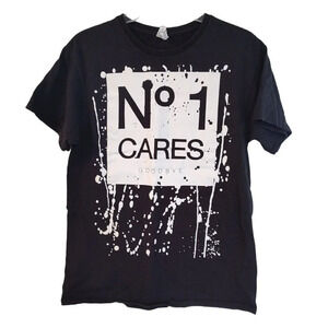 Delta Pro Weight Brand No 1 Cares Graphic T-Shirt Men Size M Black Short Sleeve